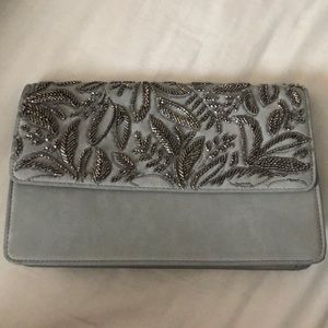 Grey and Silver Beaded Clutch NWT